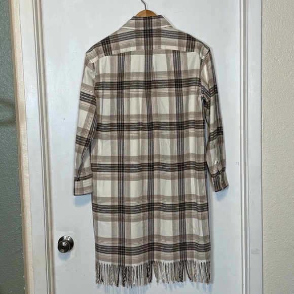 Polo by Ralph Lauren Women’s Plaid Fringe Trim Shirt Dress Brown & Cream Size 6 - Picture 9 of 10